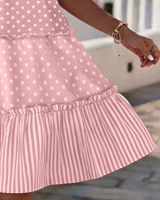 Kleid Pünktchen Streifen Gestuft Spagetti