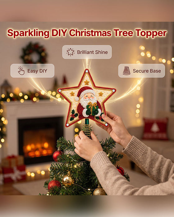 DIY Fünfzackiger Stern Diamantmalerei Weihnachtsbaumspitze