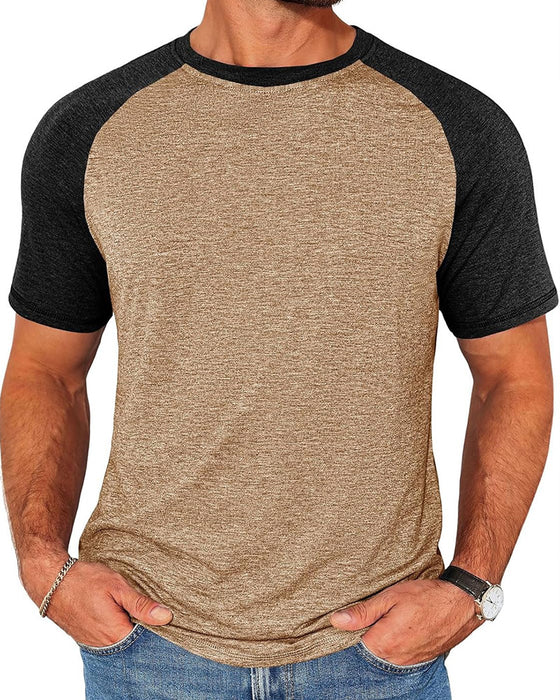 T-Shirt Kontrast Rundhals Herren Tailliert