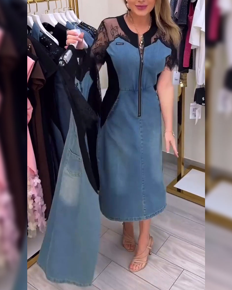 Kleid mit Spitzenärmeln und modischem Design