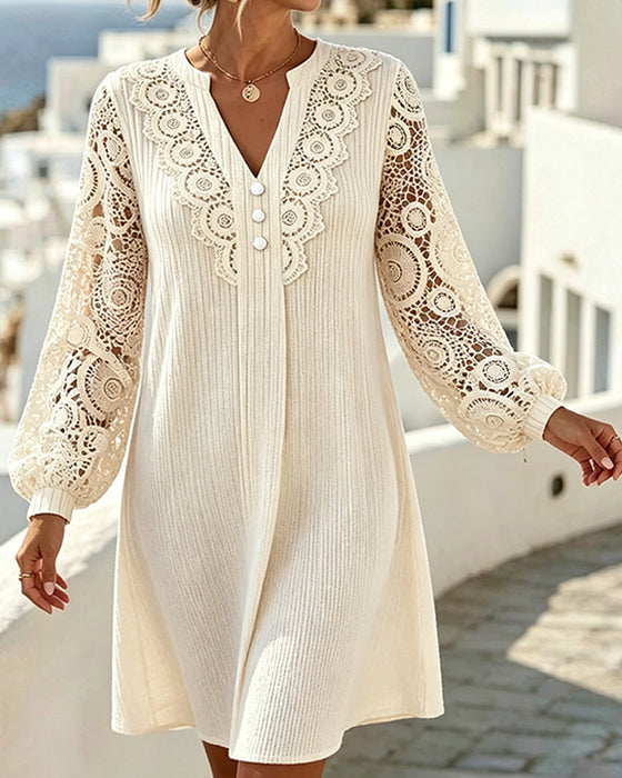 Kleid Laternenärmel Langarm