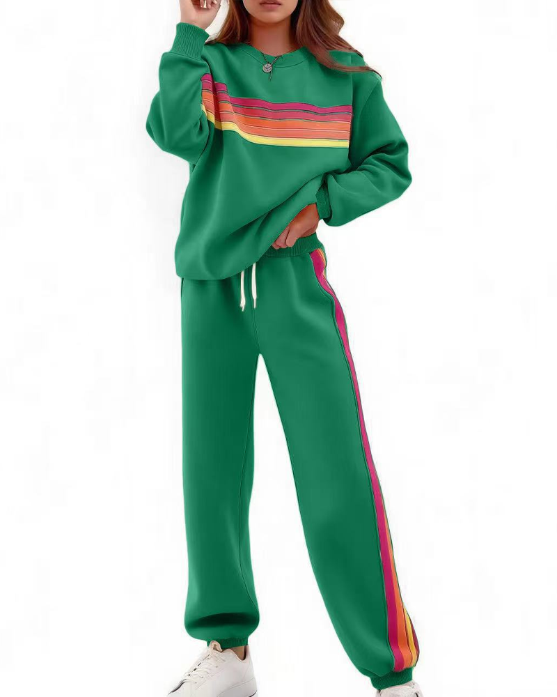 Set Bunt Gestreiftes Sweatshirt Und Jogginghose