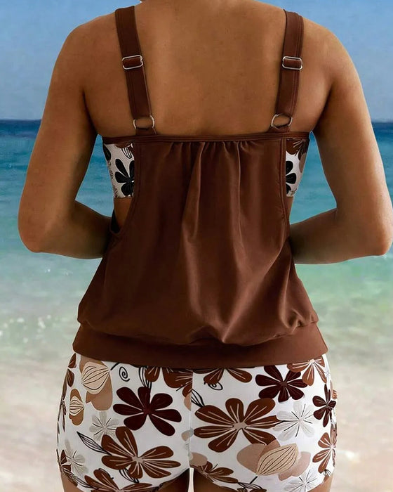 Tankinis Blumig Druck Boy Short