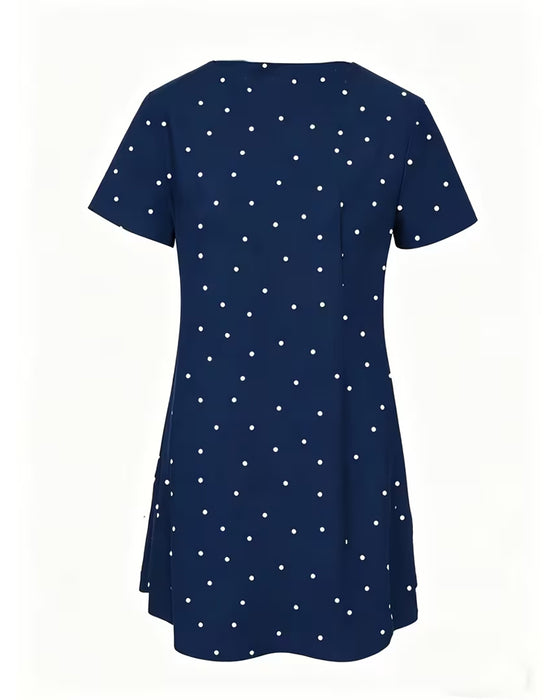 Bluse Polka Dot A-Linie Kurzarm