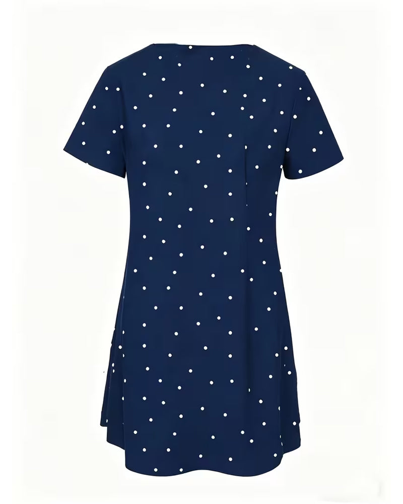 Bluse Polka Dot A-Linie Kurzarm