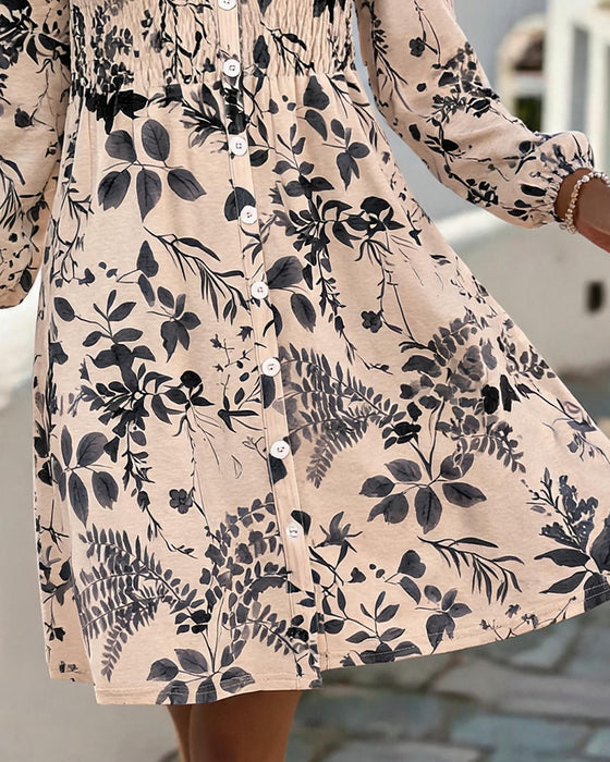 Kleid Tinte Waschen Blatt Tailliert Kurz