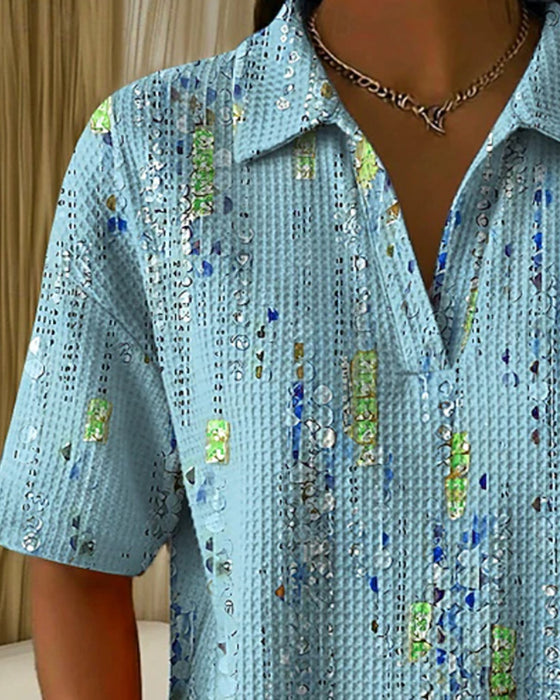Bluse Lässig Mit Print Reverskragen
