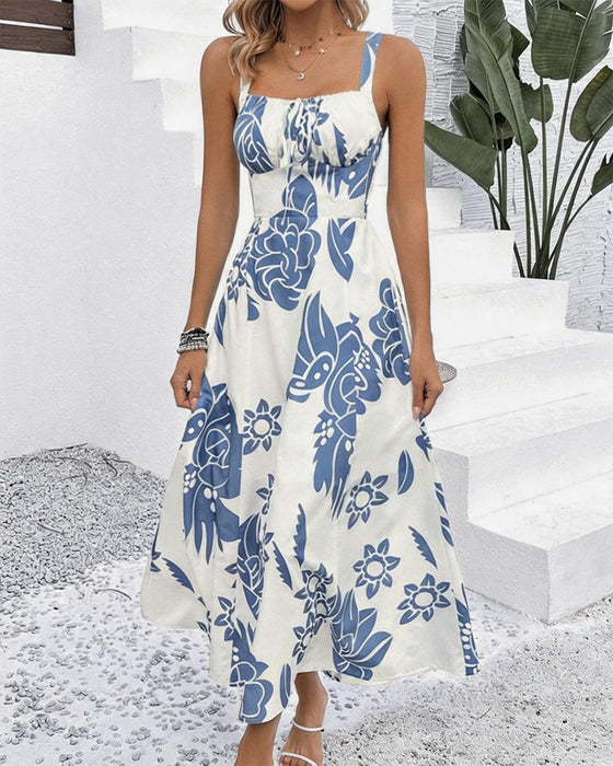 Kleid Elegant Träger Druck