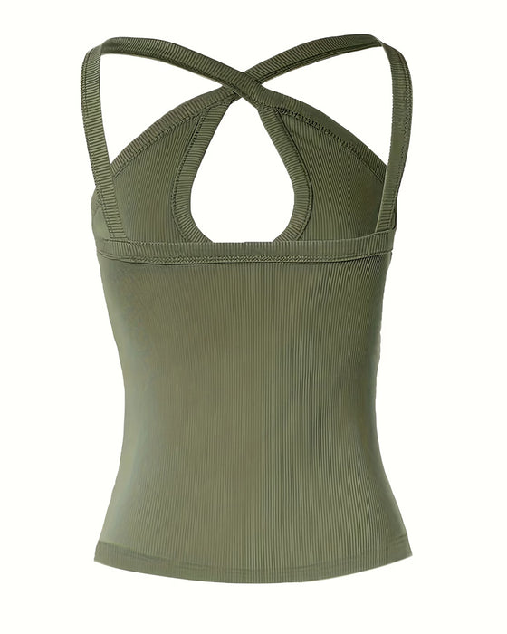 Cami Top Halter Ausschnitt Ausgeschnitten Gerippt