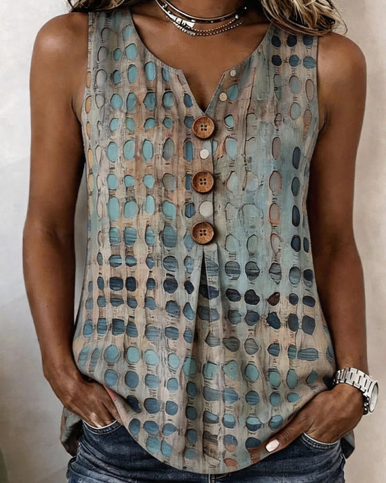 Tank Tops Polka Dot Print Ärmellos