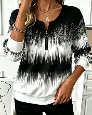 Sweatshirt Reißverschluss Rundhals Ombre