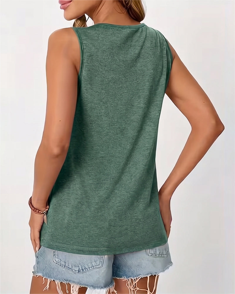 Tanktop Einfarbig U-Ausschnitt Plissiert