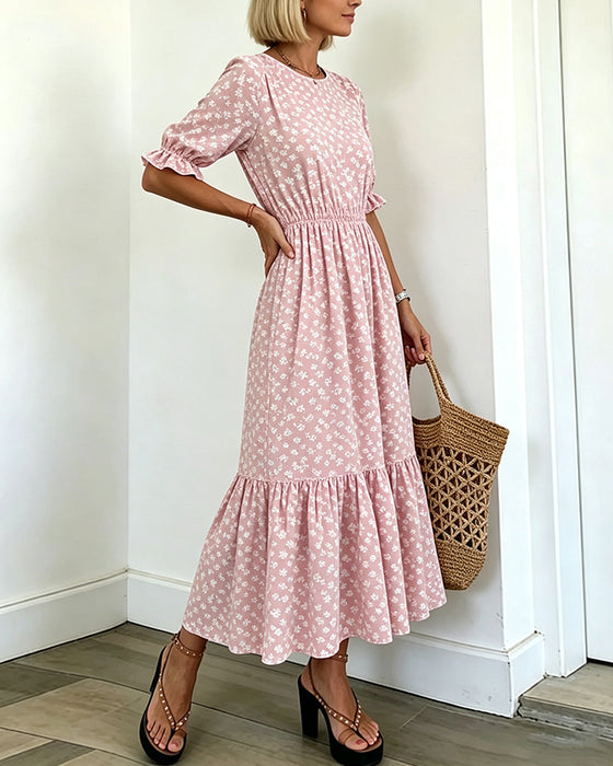 Kleid Rundhals Bedruckt