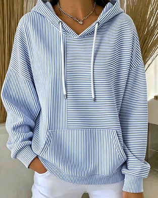 Hoodie Locker Gestreift Mit Kordelzug