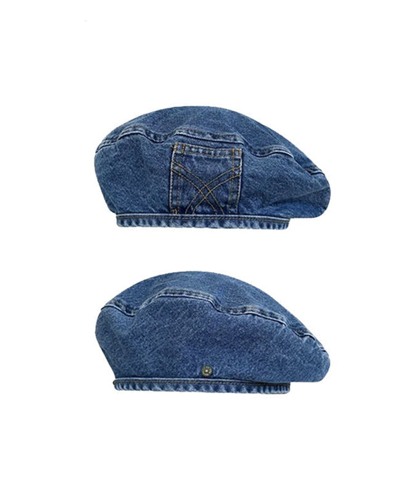 Baskenmütze Damen Vintage Denim