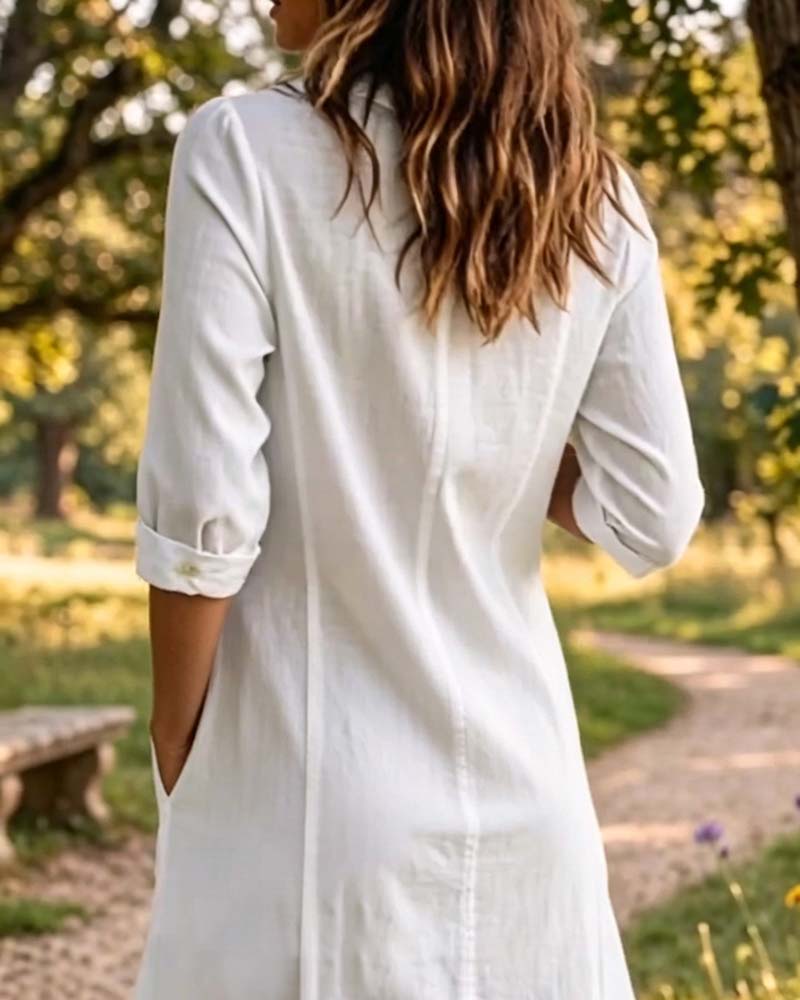 Kleid Plissiert Dreiviertelarm