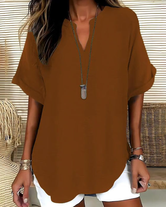 Bluse Lockere Einfarbige Damenfreizeitliche