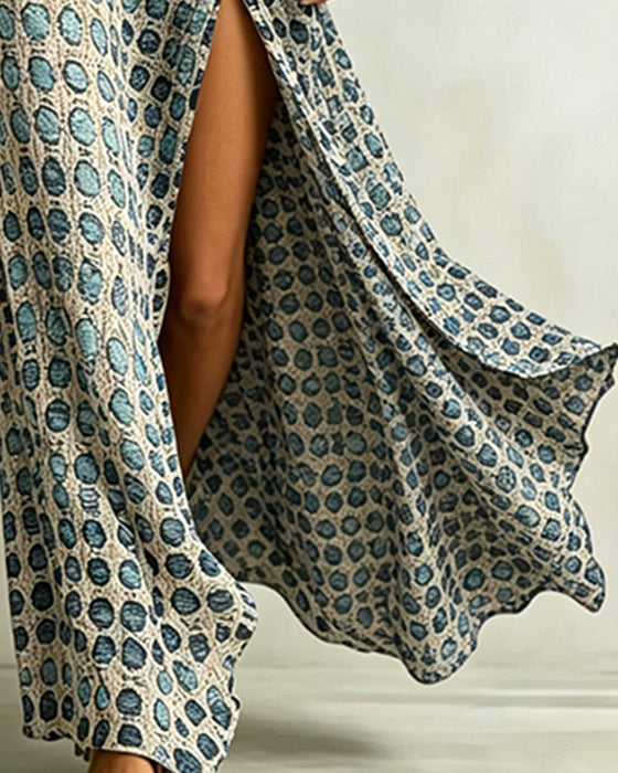 Kleid Off-Shoulder Polka Dot Schlitz