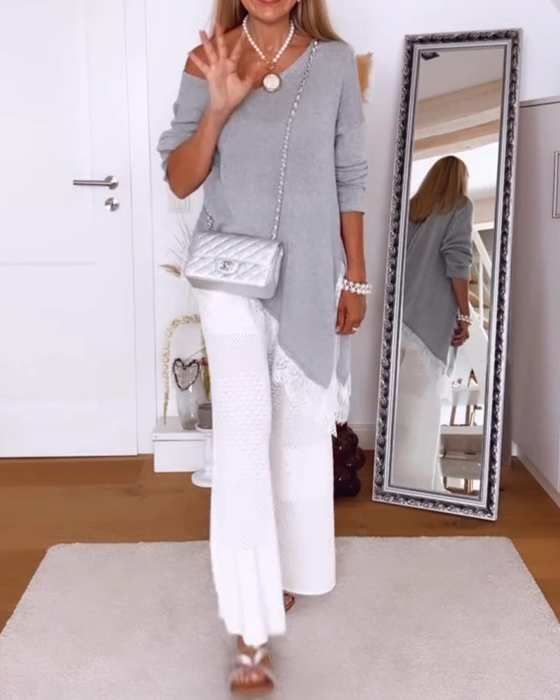 Pullover Off-Shoulder Saum Unregelmäßig