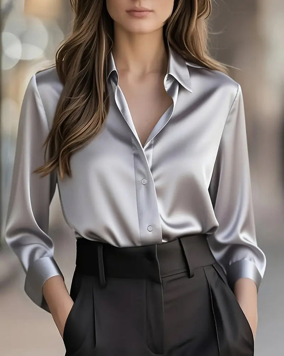 Hemd Modisch Business-Satin Unifarben