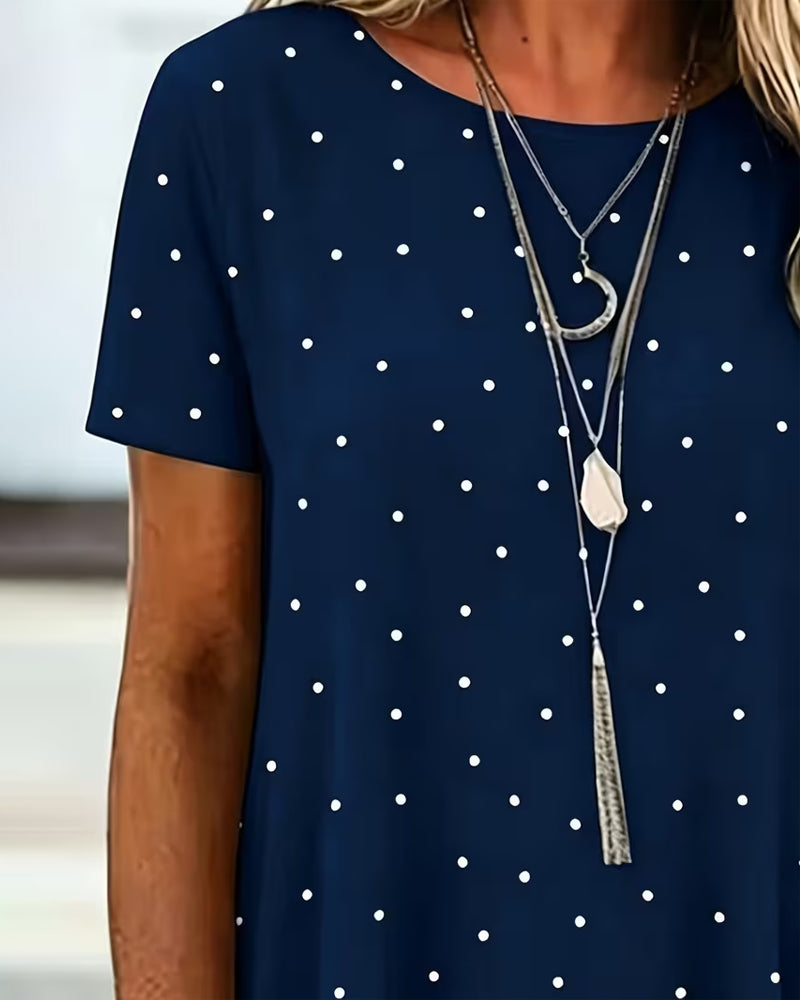 Bluse Polka Dot A-Linie Kurzarm