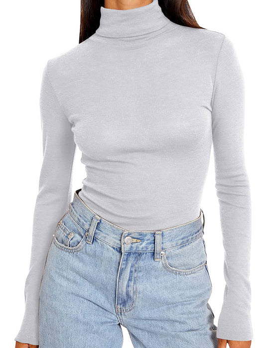 Top Einfarbig Halb Turtleneck Unterzieh