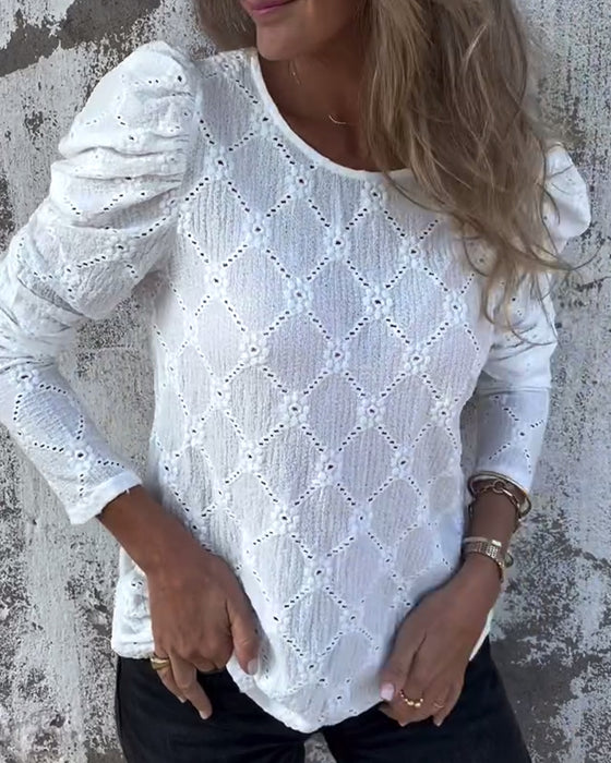Bluse Mit Puffärmeln Und Ausschnitt
