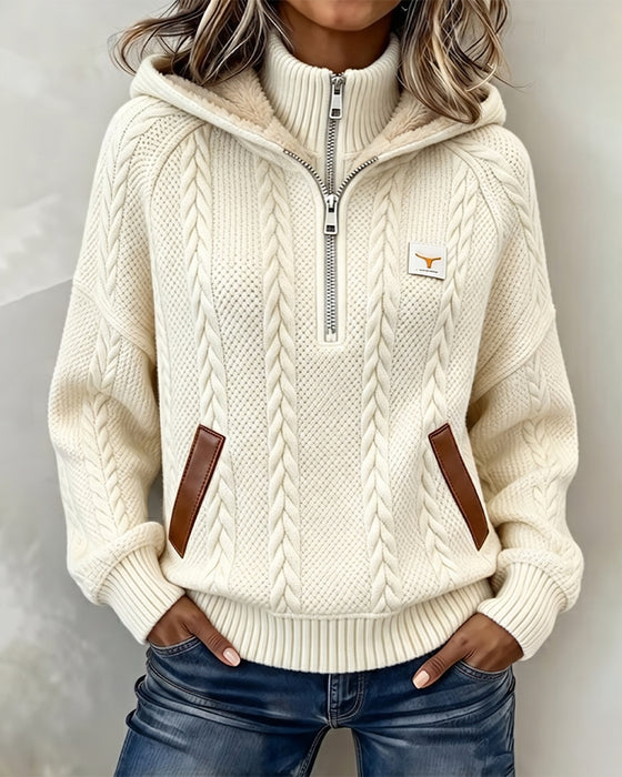 Hoodie Reißverschluss Lässig Rollkragen