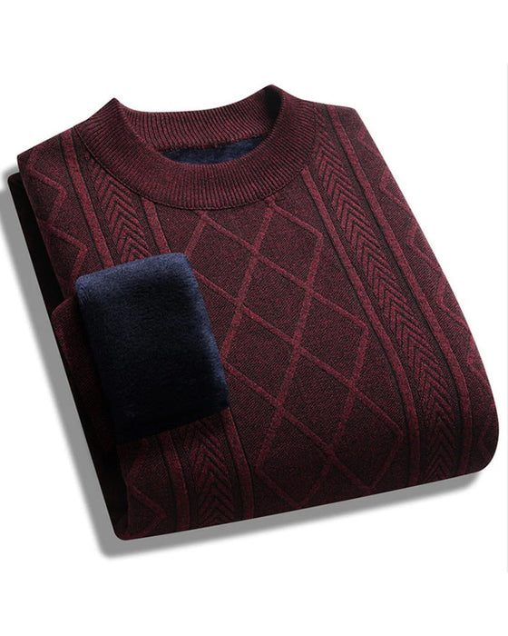 Pullover HerrenS Winter Flauschgefütterter Warmer Gestrickter