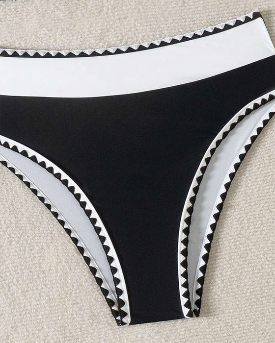 Bikini Sexy Kontrastfarbe Geteilt Dreieck