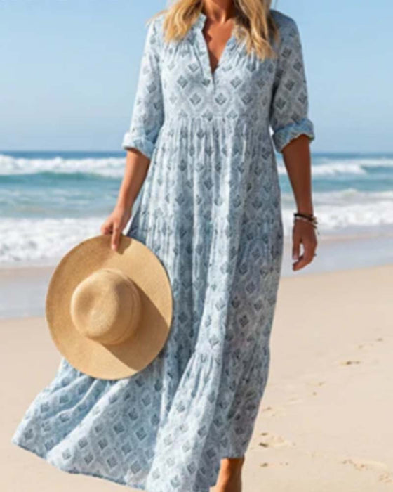 Kleid Vintage V-Ausschnitt Geblümt