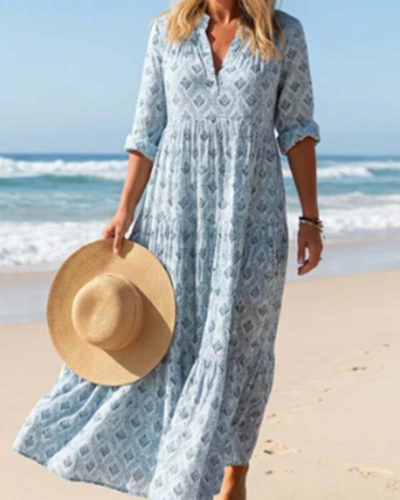 Kleid Vintage V-Ausschnitt Geblümt