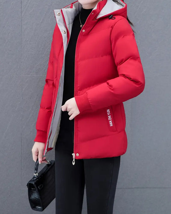 Jacke lässig einfarbig warm mit Kapuze