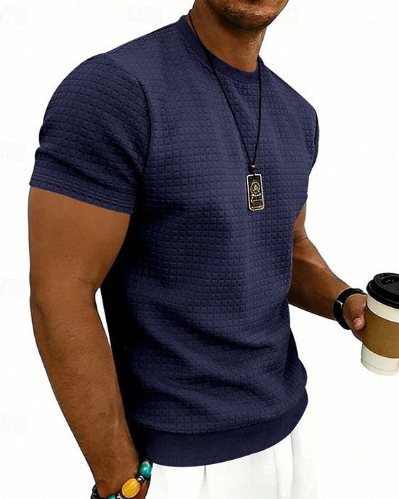 T-Shirt Gerippt Rundhals Kurzarm