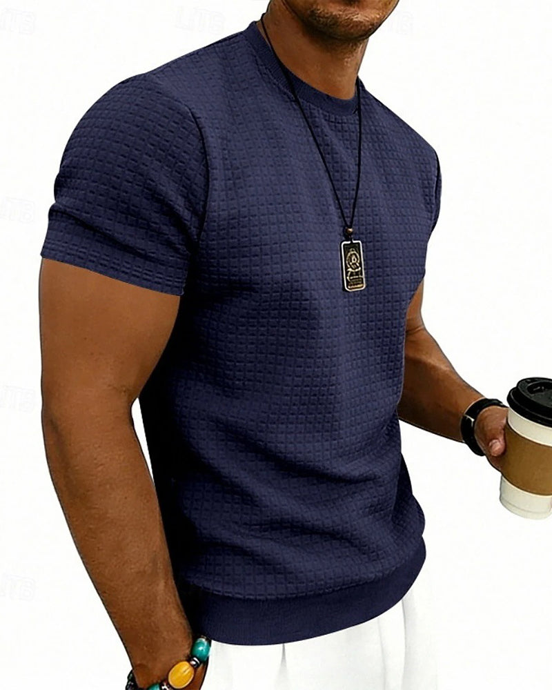 T-Shirt Gerippt Rundhals Kurzarm