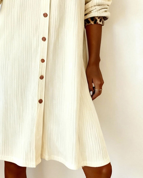 Kleid Mit Leopardenmuster Und Reverskragen