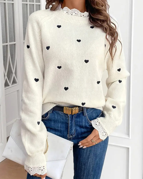 Pullover lässig Herz Mode