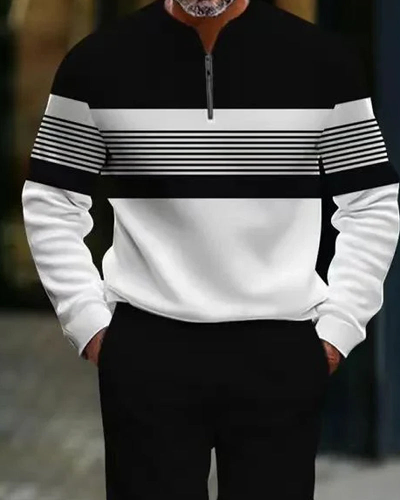 Set Herren Grafisch Druck Pullover & Hose - Street Casual Bequem Passform