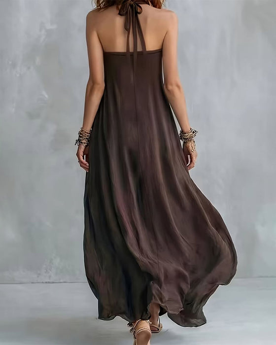 Kleid Halter Drapiert Premium Lang