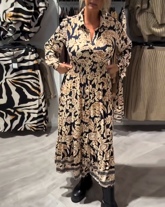 Modisches Kleid Mit Kragen Und Print