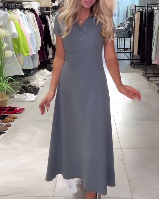 A-Linien Kleid Polo Kragen Casual