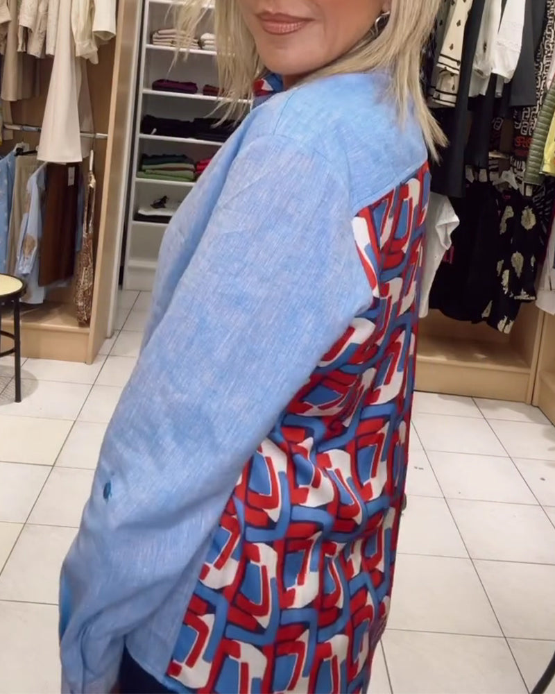 Hemd Revers Langarm Geknöpft