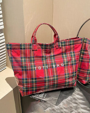 Handtasche Kariert Große Kapazität