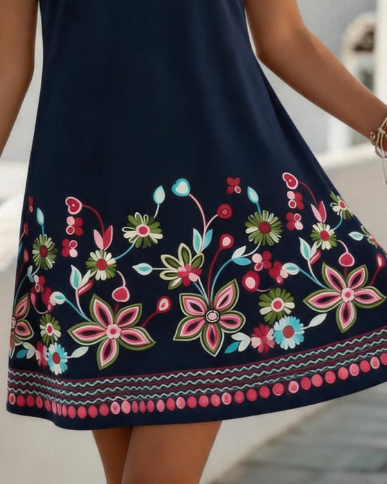 Kleid V Ausschnitt Platzierungsdruck A Linie