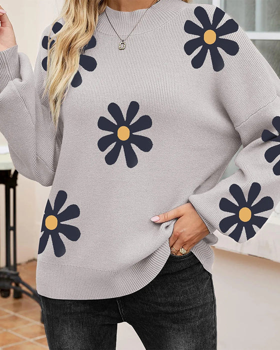 Gedruckter Langarm‑Pullover