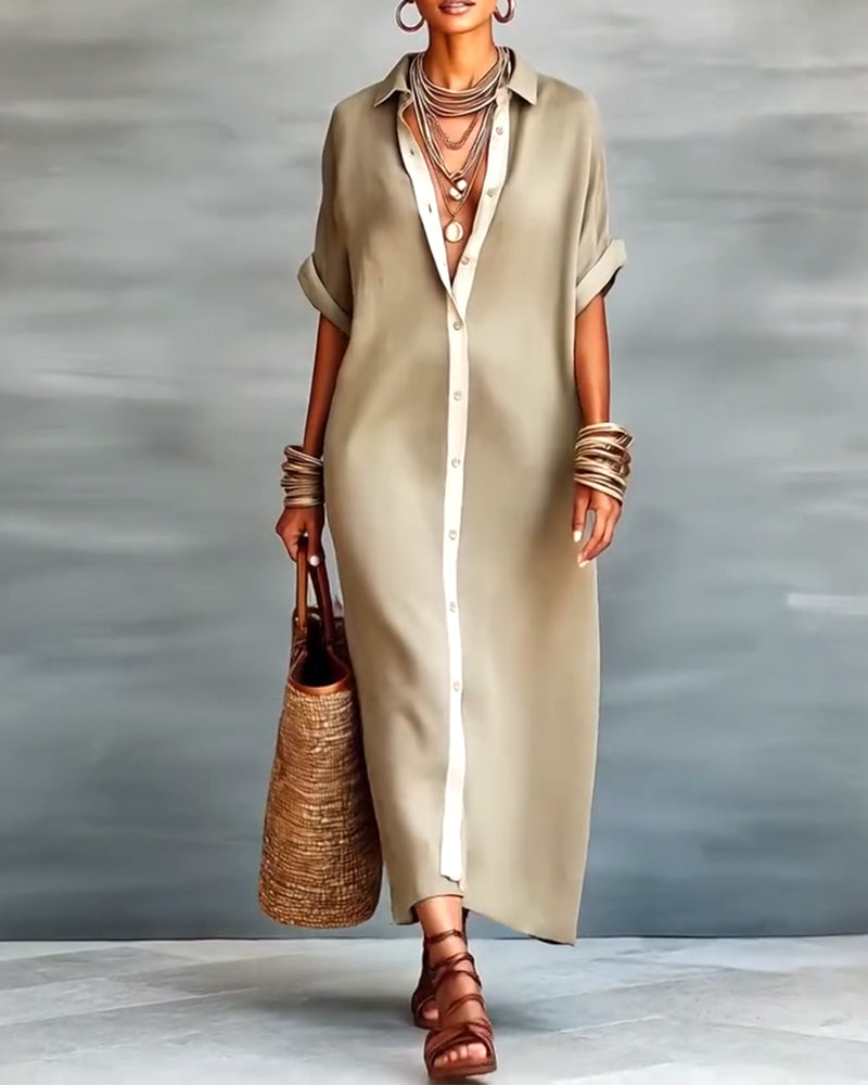 Hemdkleid eleganter Reverskragen drapiert