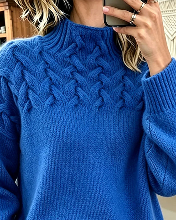 Pullover Einfarbig Lässig Langarm