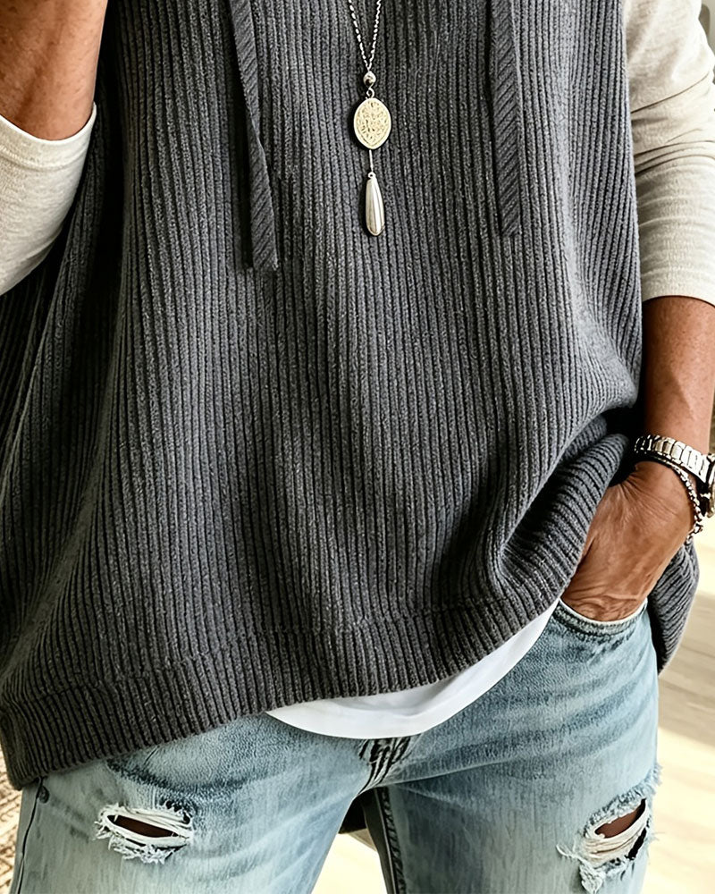 Tanktop Mit Kapuze Gerippt Kordelzug Pullover