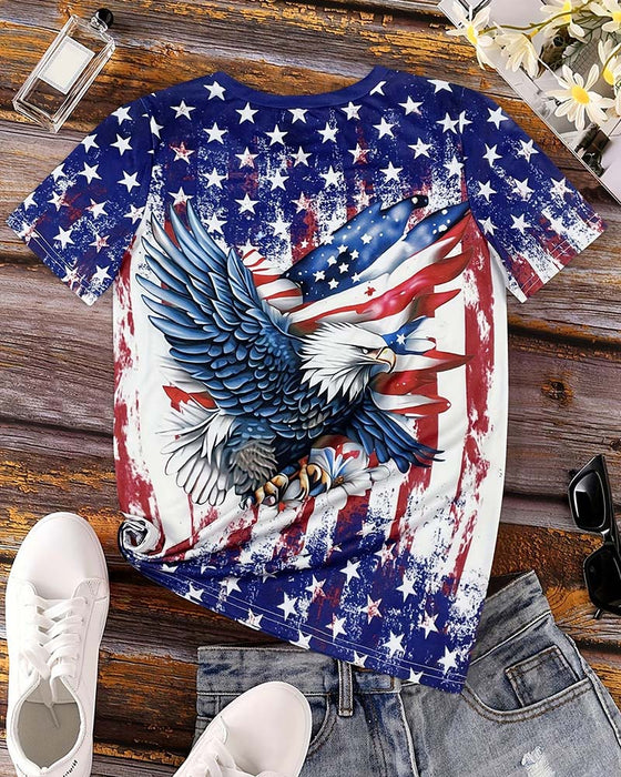 T-Shirt Sterne Und Streifen Adler Druck