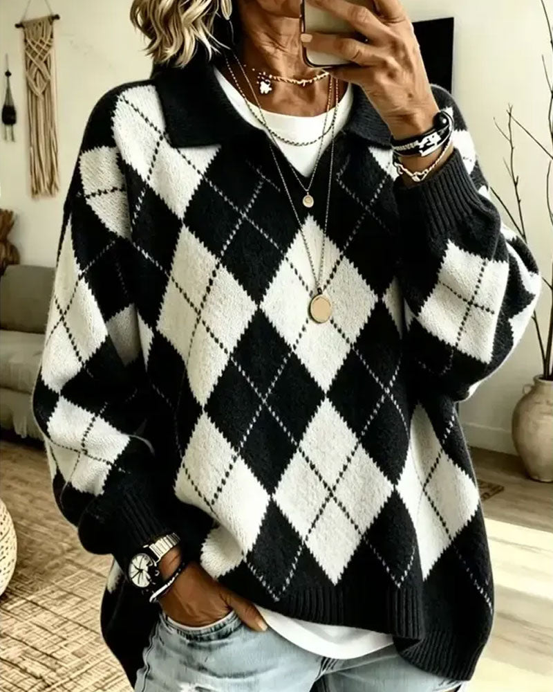 Pullover Diamant Revers Locker